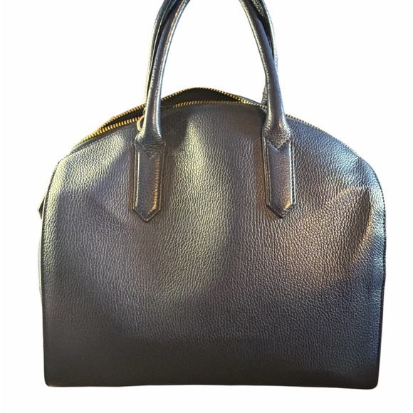 NWT Roberto Cavalli Firenze Blue Pebbled Leather Dome Satchel Bag - Picture 2 of 5